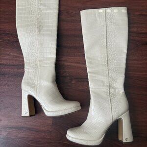 Circus by Sam Edelman Cream Croc Boots Size 5.5
